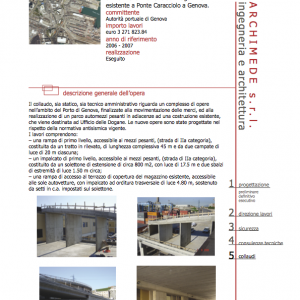 Collaudo statico e tecnico – amministrativo in corso d’opera degli interventi di rifunzionalizzazione del magazzino esistente a Ponte Caracciolo a Genova