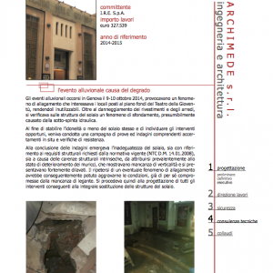 Intervento di risanamento conservativo nei lo- cali seminterrati della struttura regionale teatro della gioventù per il ripristino di danni alluvionali