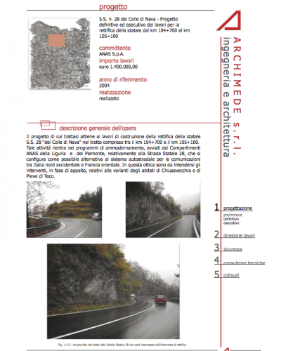 Civile-infrastrutture-43 S.S. n. 28 del Colle di Nava - Progetto definitivo ed esecutivo dei lavori per la rettifica della statale dal km 104+700 al km 105+100